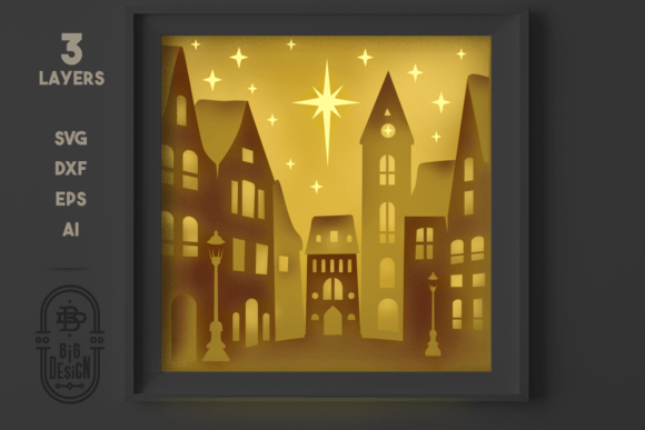 3D Christmas Town Shadow Box SVG Review for Real Embroidery Projects