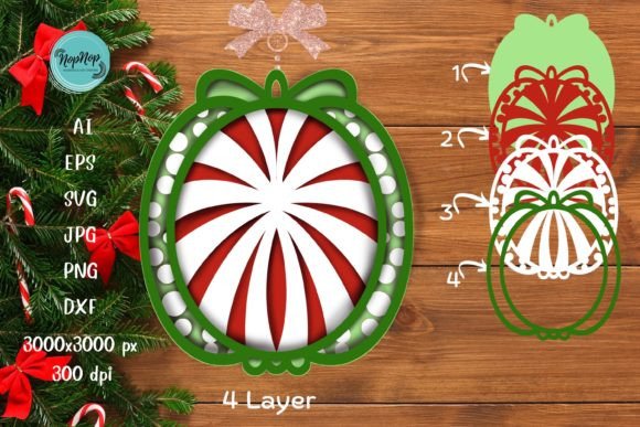 3D Pomegranate Christmas Ornament V4: A Festive 3D SVG with Visual Depth for Holiday Branding