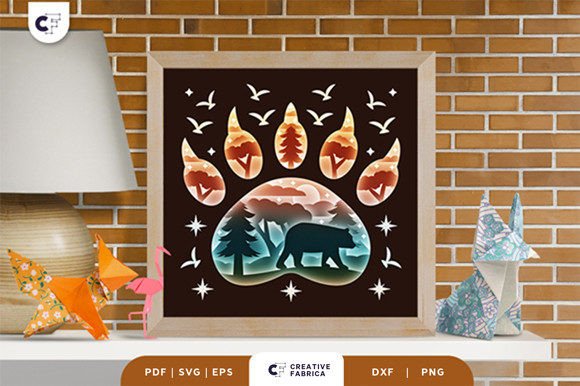 Bear Paw 3D Shadow Box SVG for Animal Lovers and Craft Makers