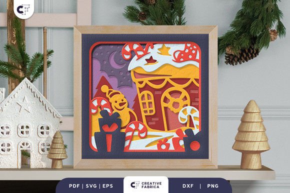 Christmas Cute House 3D Shadow Box – A Festive 3D SVG for Creative Sellers