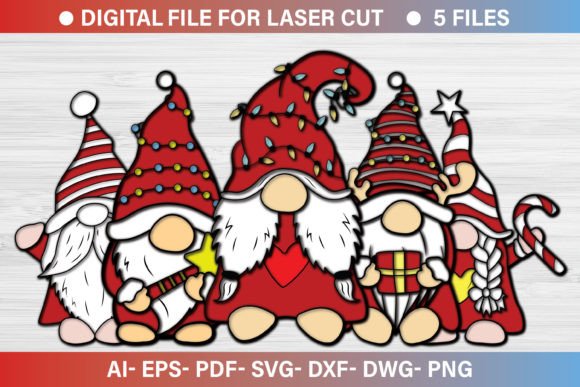 Christmas Gnome Paper Cut 3d SVG Bundle