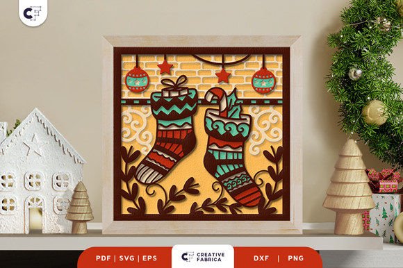 Christmas Stocking 3D SVG Shadow Box – A Festive Layered Design for Seasonal Projects