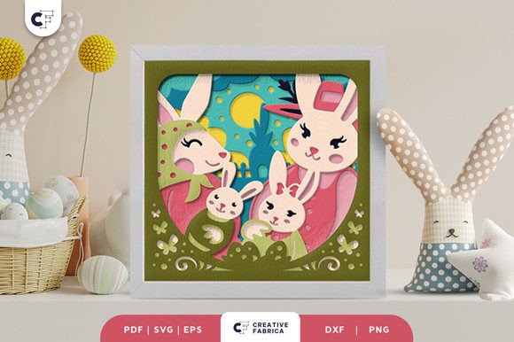 Cute Easter Bunny Family 3D SVG for Festive Branding