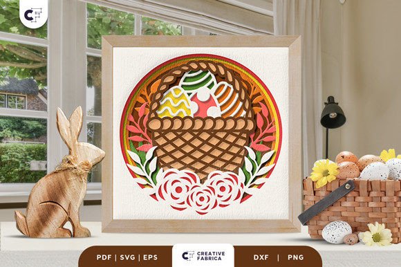 Easter Basket 3D SVG Shadow Box for Brand Visuals