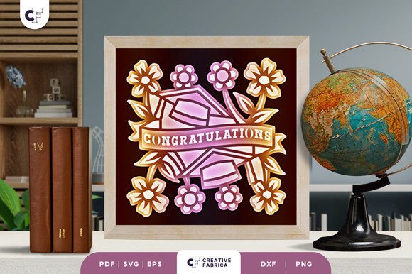 Floral Graduation Caps 3D SVG Shadow Box: A Fresh Visual Asset for Graduation-Themed Marketing
