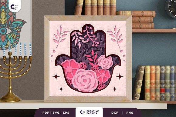 Floral Hamsa Hand 3D Layered Papercut: A 3D SVG for Muslim Celebrations That Elevates Brand Visuals