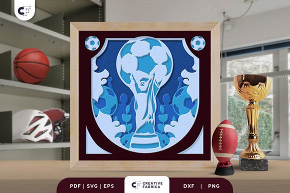 Football Trophy 3D Shadow Box SVG for Lifestyle & Hobbies Branding