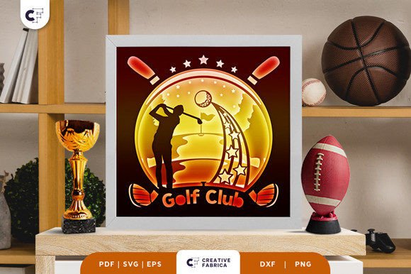 Golf Club 3D Shadow Box Paper Cut: A Lifestyle And Hobbies Design for 3D SVG Branding