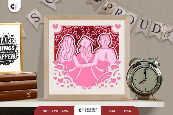 Graduation Girl with Parents 3D Papercut SVG for Modern Editorial Design