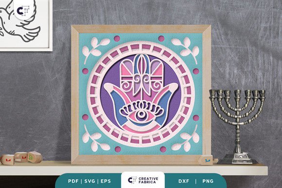 Hamsa Hand 3D Shadow Box Paper Cut – Elevating Muslim Celebrations with 3D SVG Elegance