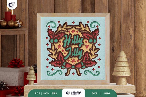 Holly Jolly Christmas Wreath 3D SVG: A Festive Graphic Design Asset for Holiday Campaigns