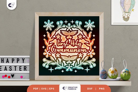 Holy Communion Wreath 3D Shadow Box: A First Communion SVG with Dimensional Design Charm