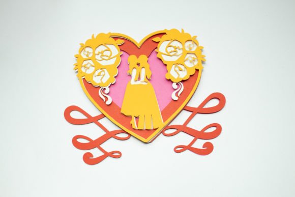 Layered Design - Bride and Bride: A 3D SVG Table Decoration for Elegant Branding