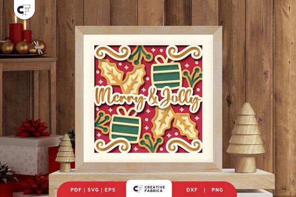 Merry and Jolly Christmas 3D SVG Shadow Box for Crafters