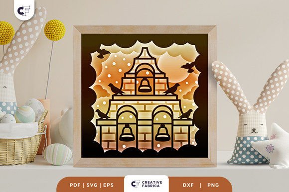 Mission Bell 3D Shadow Box Paper Cut for Easter Campaigns and Branding