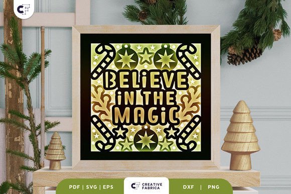 Retro Believe in the Magic 3D SVG for Christmas Content Design