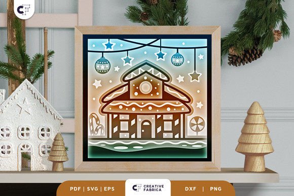 Retro Gingerbread House 3D SVG for Christmas Crafting
