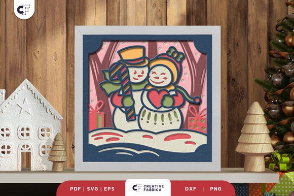 Retro Mr and Mrs Snowman 3D SVG for Christmas Crafting