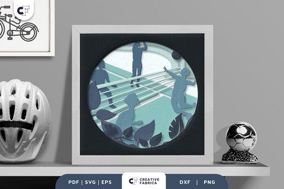 Volleyball 3D Shadow Box Paper Cut for Lifestyle & Hobbies Branding