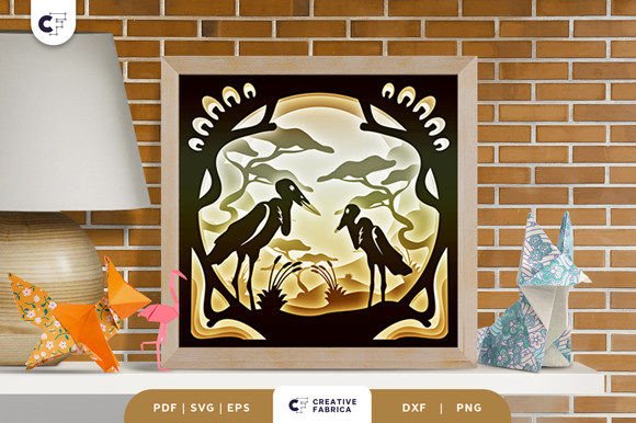Water Bird Savanna Sunset 3D SVG: A Travel-Inspired Graphic for Modern Branding